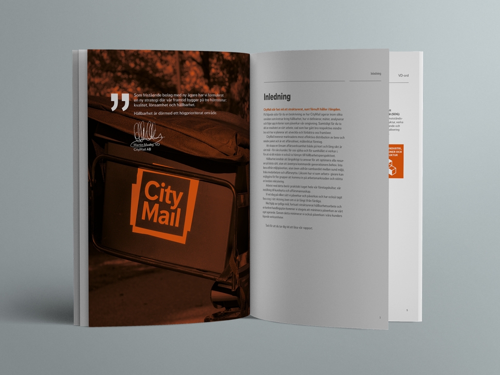 Inhouse – Pyramid Communication – CityMail – Hållbarhetsredovisning – uppslag